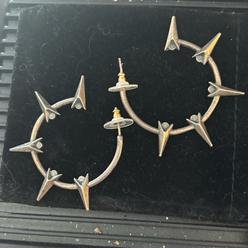 Virgins Saints & Angels Silver Spike Hoop Earrings
